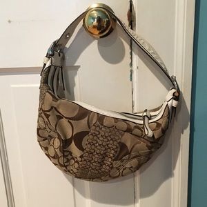 Tan and white snakeskin Coach Should Bag